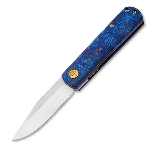 BÖKER BRLW Mokuti Sammlermesser mit Titangriff Blau - Limitierte Edition: Hochwertiges Taschenmesser mit ergonomischem Titangriff, ideal für Sammler und den täglichen Gebrauch. Extrem scharfe Klinge aus MagnaCut für präzises Schneiden.