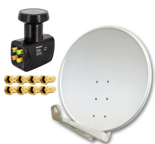 Premium X DELUXE 100 cm Hellgrau Satelliten Antenne mit Quad LNB