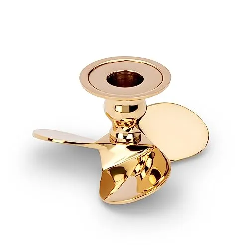 NKlaus Maritimer Kerzenständer Schiffsschraube aus Messing - Stylischer Kerzenständer aus hochwertigem Messing für Stabkerzen bis Ø 2cm, ideal für maritime Wohnräume. Mit einem eleganten Design und einem stabilen Fuß für sicheren Halt.