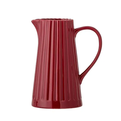 Bloomingville Latina Krug - Rot, 1,2 Liter, Steingut - Eleganter Krug aus Steingut, dänisches Design in glänzendem Rot, perfekt für stilvolle Tischdekoration und Getränke