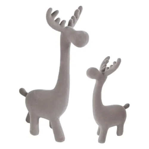 MACOSA VM10712_13 Deko Rentier 2er Set stehend Grün Braun od. Türkis 27 cm Weihnachtsdeko Dekofigur Dekorentier Weihnachtsdeko Weihnachten Winterdekoration (Taupe)