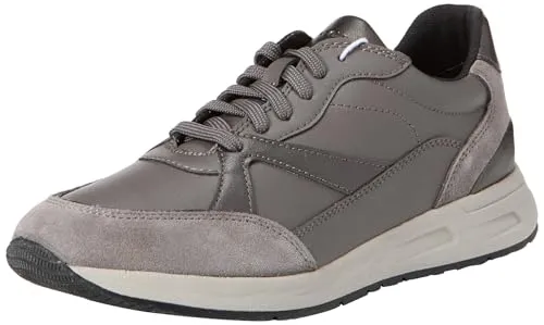 Geox Damen D BULMYA A Sneaker, DK Grey/Gun, 38 EU - Damen-Sneaker, atmungsaktiv für optimalen Komfort und frische Füße den ganzen Tag.