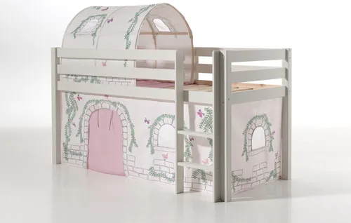 Spielbett >PINO< in Kiefer massiv weiß lackiert - 210x114x106 (BxHxT)