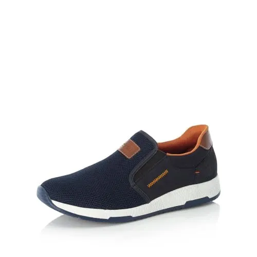 RIEKER Slip-On Sneaker für Herren, Gr. 44, schwarz - Herren-Slipper von RIEKER, sportlich und bequem, ideal für Freizeit mit gepolsterter Innensohle und elastischem Stretcheinsatz für perfekten Sitz.