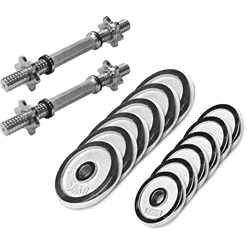 GORILLA SPORTS Kurzhantel Set 27,5 kg - 2er Set mit verchromten Hantelscheiben - Kurzhanteln für effektives Training, ideal für Anfänger und Fortgeschrittene. Inklusive 12 verchromten Hantelscheiben für vielseitige Übungen und ansprechendes Design.
