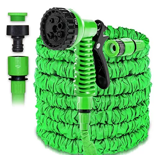 Wasserschlauch Flexibel Gartenschlauch Dehnbarer Wasser Schlauch 7,5m 25ft 15m 50ft 22,5m 75ft 30m 100ft 37,5m 125ft 45m 150ft 60m 200ft 75m 250ft Flexibel Bewässerung, Farbe:Grün, Länge:75m - 250ft