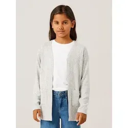 Name It Strickjacke NKFVICTI – Cardigan ohne Verschluss aus Feinstrick unifarben, casual, regular fit, Feinstrick, V-Ausschnitt grau 92 EU
