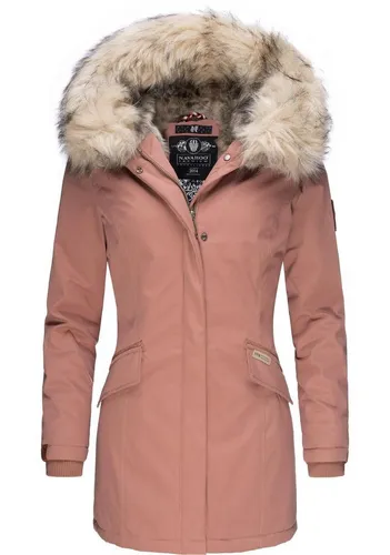 Navahoo Wintermantel Cristal stylischer Damen Winterparka mit Kunstfell-Kapuze