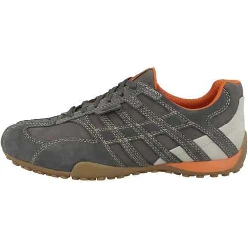 Geox Sneaker Snake Original A - Atmungsaktive Herren-Schuhe in Dunkelgrau - Sneaker aus Veloursleder/Synthetik, ausgestattet mit innovativer RESPIRA Technologie für ein optimales Fußklima und hohen Tragekomfort.