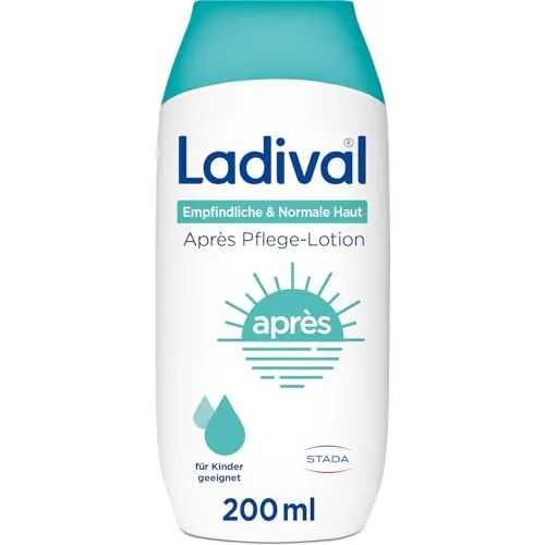 Ladival Empfindliche & Normale Haut Après Pflege-Lotion, After Sun Repair für Erwachsene & Kinder ab 6 Monaten geeignet, kühlt und pflegt nach der Sonne, spendet intensiv Feuchtigkeit, 200ml
