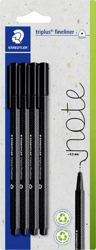 STAEDTLER triplus Fineliner schwarz 0,3 mm, 4 St. von STAEDTLER