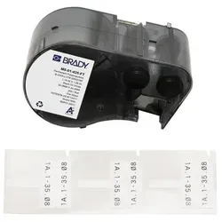 Brady M5-01-425-FT Fähnchen - 30mm x 10mm, permanent - Papierprodukte, Etiketten - Hochwertige Polypropylen Fähnchen in Schwarz auf Weiß, ideal für dauerhafte Kennzeichnung und Organisation.