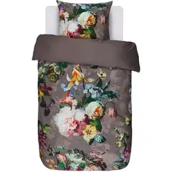 Essenza Wendebettwäsche Fleur Duvet Cover, Taupe, 155x220 cm - Luxuriöse Wendebettwäsche aus Satin, Oeko-Tex® zertifiziert und bügelleicht für erholsame Nächte. Die charmante Blumenoptik sorgt für ein stilvolles Ambiente im Schlafzimmer.