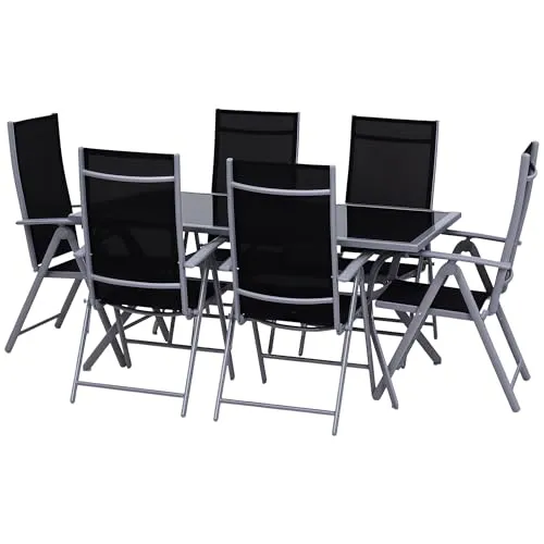 Produktbild Outsunny Sitzgarnitur Aluminium, Texteline-Stoff, Sicherheitsglas
