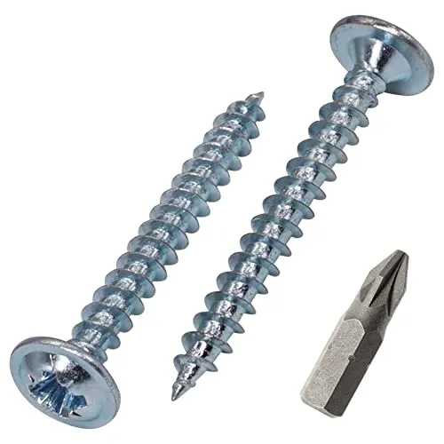 SKIR'CO (100 Stück) Verzinkter Stahl 3,5 x 30 mm Holzschrauben, Metallschrauben, Oblatenkopf, Pozidriv, selbstschneidend