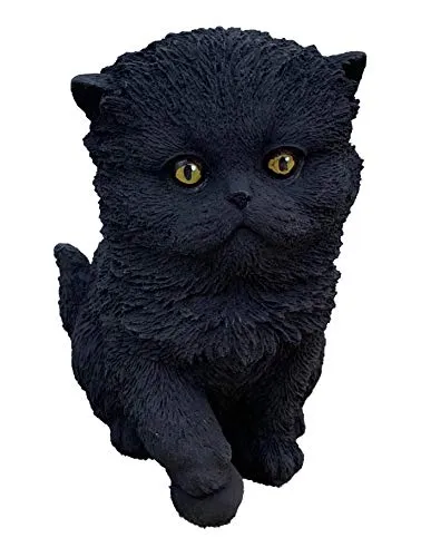 Steinfigur Perser Kitten schwarz Steinguss frostfest wetterfest