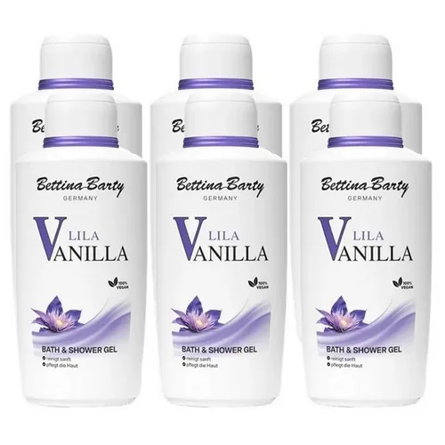 Bettina Barty Lila Vanilla Duschgel 6 x 500 ml - Duschgel mit einem verführerischen Vanilleduft, ideal für alle Hauttypen. Die sanfte Formulierung sorgt für ein angenehmes Duscherlebnis und verwöhnt die Sinne.