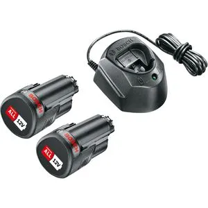 Bosch 12V Werkzeugakku Starter-Set mit 2 Akkus und Ladegerät - Praktisches Werkzeugakku Set mit 2 Stab-Akkus und Ladegerät für mehr Flexibilität. Kompatibel mit allen Home & Garden 12V Geräten im POWER FOR ALL-System.