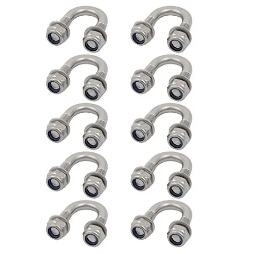 Produktbild sourcing map 10 Stück Bügelschraube M6x12mm Gewinde U Bolzen 304 Edelstahl U-Bügel mit Gewinde Bügelschelle Runde Biege U Schraube U-Bolzen Bügelbolzen 12mm Rohraußendurchm