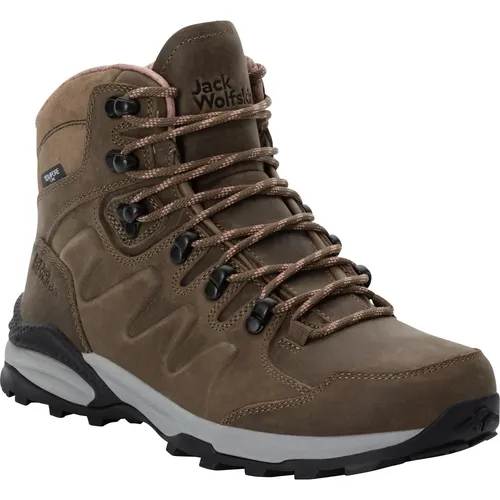 Jack Wolfskin Refugio Prime Texapore Mid W - Damen Wanderschuhe - Wasserdichte Damen-Wanderschuhe mit TEXAPORE CORE-Membran, ideal für anspruchsvolle Wanderungen. Robuster Nubuklederschaft und dämpfende EVA-Mittelsohle bieten Komfort und Stabilität.