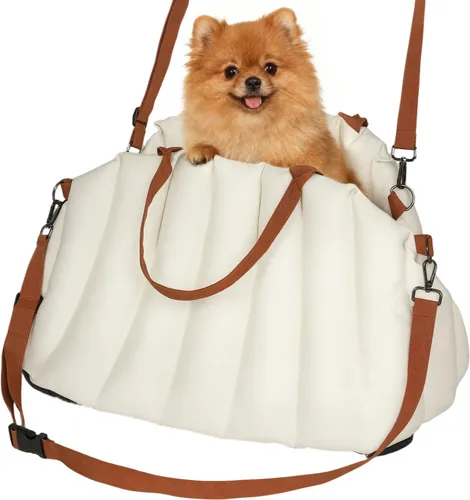 PawHut Hunde Autositz Hundesitz mit Sicherheitsgurt, rutschfestem Boden, Kissen, Hundeautositz für Rückbank und Vordersitz, Abnehmbarer waschbarer Autositz für Kleine Hunde und Katzen Haustiere