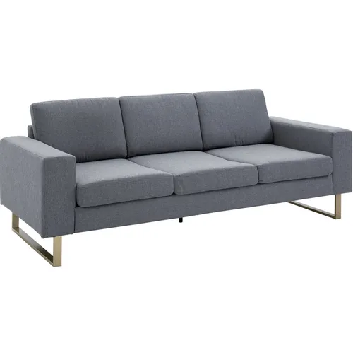Modfu 3-Sitzer-Sofa Dunkelgrau mit gepolsterten Kissen - Elegantes 3-Sitzer-Sofa für modernes Wohnen, mit angenehmem Leinenbezug und stabilen Metallbeinen. Ideal für entspannte Stunden im Wohnzimmer oder Gästezimmer.