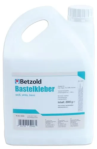 Betzold Bastelkleber 2000 g – Hochwertiger Kunstkleber für Schule und Kita - STARKER HALT: Der Betzold Bastelkleber im 2-kg-Behälter bietet eine zuverlässige Klebkraft für Holz, Pappe und Filz. IDEAL FÜR KINDER: Lösungsmittelfrei und schnell trocknend – perfekt für kreative Projekte im Kindergarten und in der Schule.