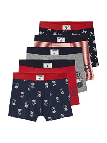 Vertbaudet 5er-Pack Jungen Boxershorts Piraten Marine/Rot 98/104 - Bequeme 5er-Pack Boxershorts für Jungen mit tollen Piratenmotiven. Ideal für den täglichen Komfort und Spaß beim Tragen.