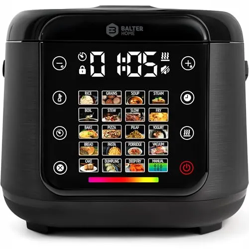 Balter Reiskocher, Multikocher mit 20 Programme, 4L Rice Cooker, Multicooker, Fuzzy-Logic, Dampfgarer & Slow Cooker, Warmhaltefunktion & Timer, inkl. Premium Topf, Zubehör & Rezeptbuch, klein