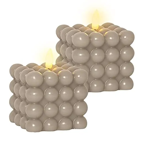 Bubble LED Kerze mit Timerfunktion - 2er Set, flackernde Flamme, elektrische Deko mit Batterie