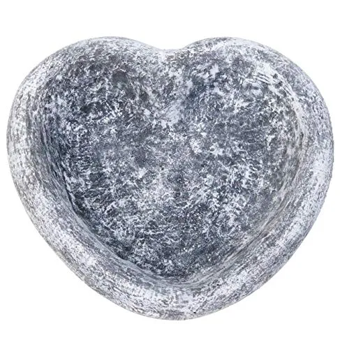 Pflanzschale Vogeltränke Herz, Garten Deko Grabschmuck,massiver Steinguss, frostfest bis -30°C