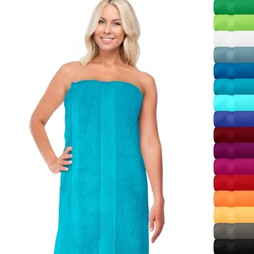 Lashuma Badetuch groß 100x200 cm - Aquamarin Blau - Saunatuch aus 550 GSM Baumwolle für höchsten Komfort, ideal für Sauna, Spa und Strand. Pflegeleicht und formstabil, bietet es ein weiches Hautgefühl und optimale Saugkraft.