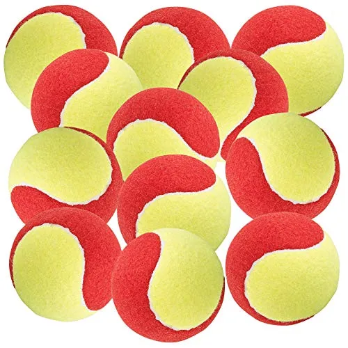 Speeron Tennis-Ball: 12er-Set Tennisbälle, 77 mm für Jugend & Beginner, gelb-rot, Tragenetz (Trainerball, Tennis-Spielball, Schleuder)