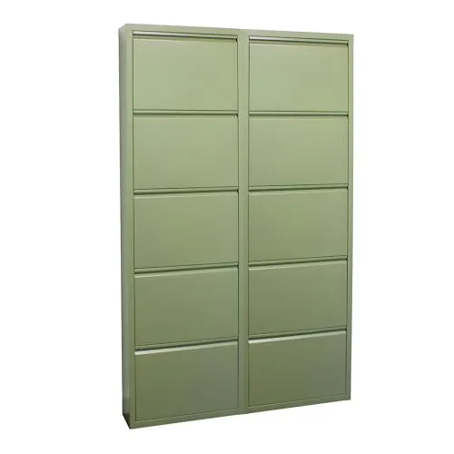 ebuy24 Schuhschrank Pisa – 10 Klappen in Metallgrün von ebuy24