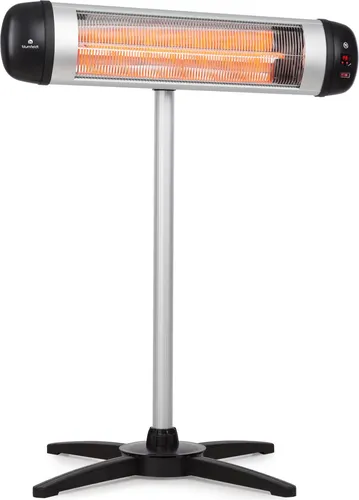 blumfeldt Terrassenstrahler Rising Sun 2500 W - Heizstrahler für außen mit IR Comfort Heat-Technologie, sorgt für gezielte Wärmeabgabe und hohen Komfort dank Fernbedienung.