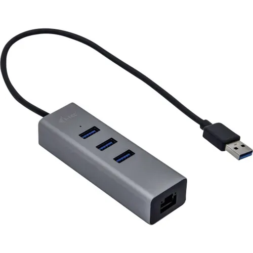 i-tec USB-A HUB - 3-Port USB 3.0 Hub mit Gigabit Ethernet Adapter, elegantes Metalldesign und kompakt für unterwegs