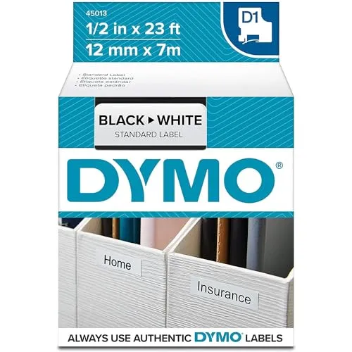 DYMO LM 260P Beschriftungsband - Weiß mit Schwarzer Schrift - Etiketten für DYMO LM 260P, langlebig und wasserfest, ideal für präzise Beschriftungen im Büro oder Zuhause.