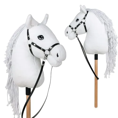 Pink Papaya Steckenpferd Hobby Horse - Mia White - Steckenpferd in wunderschönem Design, ausgestattet mit Halfter und Trense, ideal für Kinder ab 3 Jahren, fördert die Kreativität und das Rollenspiel.