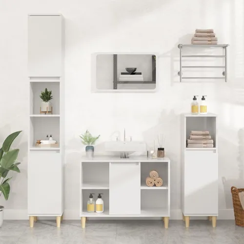 The Living Store Waschbeckenunterschrank Hochglanz-weiß 80x33x60cm