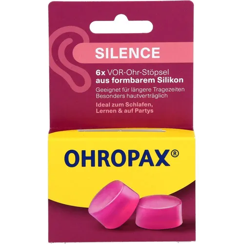 OHROPAX Ohrstöpsel Silence - Gehörschutz für Schlafen, Reisen & Schwimmen - Gehörschutz mit SNR 23 dB, aus vorzuformendem Silikon für optimalen Tragekomfort. Ideal für ungestörten Schlaf und entspannte Reisen, inklusive praktischer Aufbewahrungsbox.