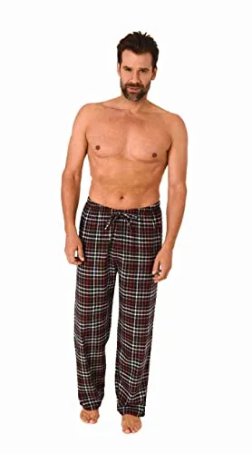 Herren Flanell Schlafanzug Pyjama Hose lang kariert aus Baumwolle - 222 122 15 872, Farbe:dunkelgrau, Größe:52