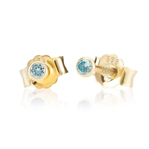 NKlaus 585 Gelbgold Ohrstecker mit Aquamarin Zirkonia in türkis von NKlaus
