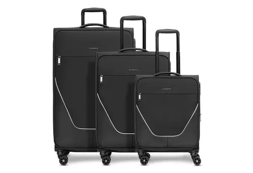 Stratic taska Koffer Set – 3-teiliges Weichgepäck mit 4 Rollen - Koffer Set für jede Reise: Leichtgewichtige Trolleys mit Dehnfalte und Kreuzpackgurt für optimale Sicherheit und Flexibilität. Ideal für Kurztrips und lange Abenteuer mit einem Volumen von bis zu 118L.