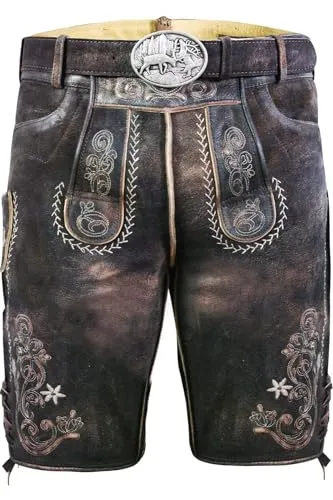 Edelnice Trachtenlederhose - Dunkelbraun - Trachtenhose aus 100% Wildbockleder, ideal für traditionelle Anlässe und bietet optimalen Tragekomfort.