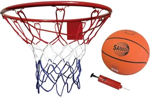 Sandora 38010 Basketballkorb Set mit Ball und Pumpe - Backboards für Kinder mit 45 cm Basketballring, ideal für Garten oder Einfahrt. Schneller Aufbau für endlosen Spielspaß und Entwicklung kleiner Basketballstars!