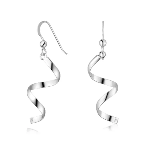 MATERIA 925 Silber Ohrhänger Spirale - filigrane Damen Ohrringe - Ohrschmuck aus rhodiniertem Sterlingsilber, anlaufgeschützt und perfekt für jeden Anlass. Maße: 15x50mm, geliefert im edlen Schmuck-Etui.
