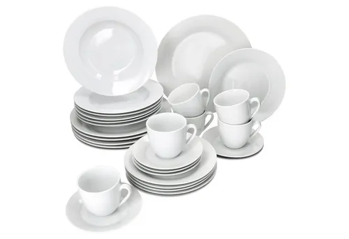 MamboCat Kombiservice 30tlg - Tommy Weiß Porzellan für 6 Personen - Kombiservice aus hochwertigem Porzellan, elegant in Weiß und ideal für festliche Anlässe oder den Alltag.
