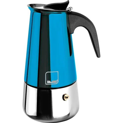 IBILI Moca Blue Espressomaschine - 10 Tassen, induktionsgeeignet - Espressokocher aus hochwertigem Edelstahl, perfekt für alle Herdarten. Mit 460 ml Fassungsvermögen und elegantem Design für ein unvergessliches Kaffeeerlebnis.