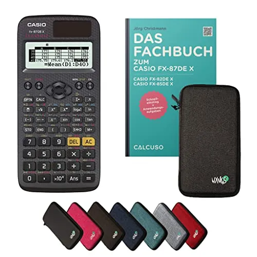 Casio fx-87DE X – Wissenschaftlicher Rechner mit Schutztasche & Fachbuch - Wissenschaftlicher Taschenrechner mit über 260 Funktionen, inklusive robuster Schutztasche und praxisnahem Fachbuch. Ideal für Schule, Studium und Büro – für zuverlässige Berechnungen und wertvolles Zusatzwissen.