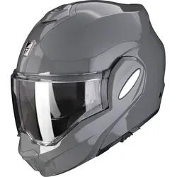 Scorpion EXO-Tech Evo Solid Modularhelm - Grau - XS - Modularhelm für Motorradfahrer mit Full-Face-Look, Pinlock-vorbereitetem Visier und hervorragendem Preis-Leistungs-Verhältnis. Ideal für sicheres Fahren in jeder Helmposition.